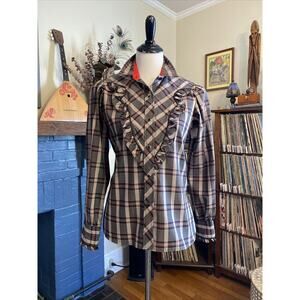 Plaid Ruffle Women's Blouse